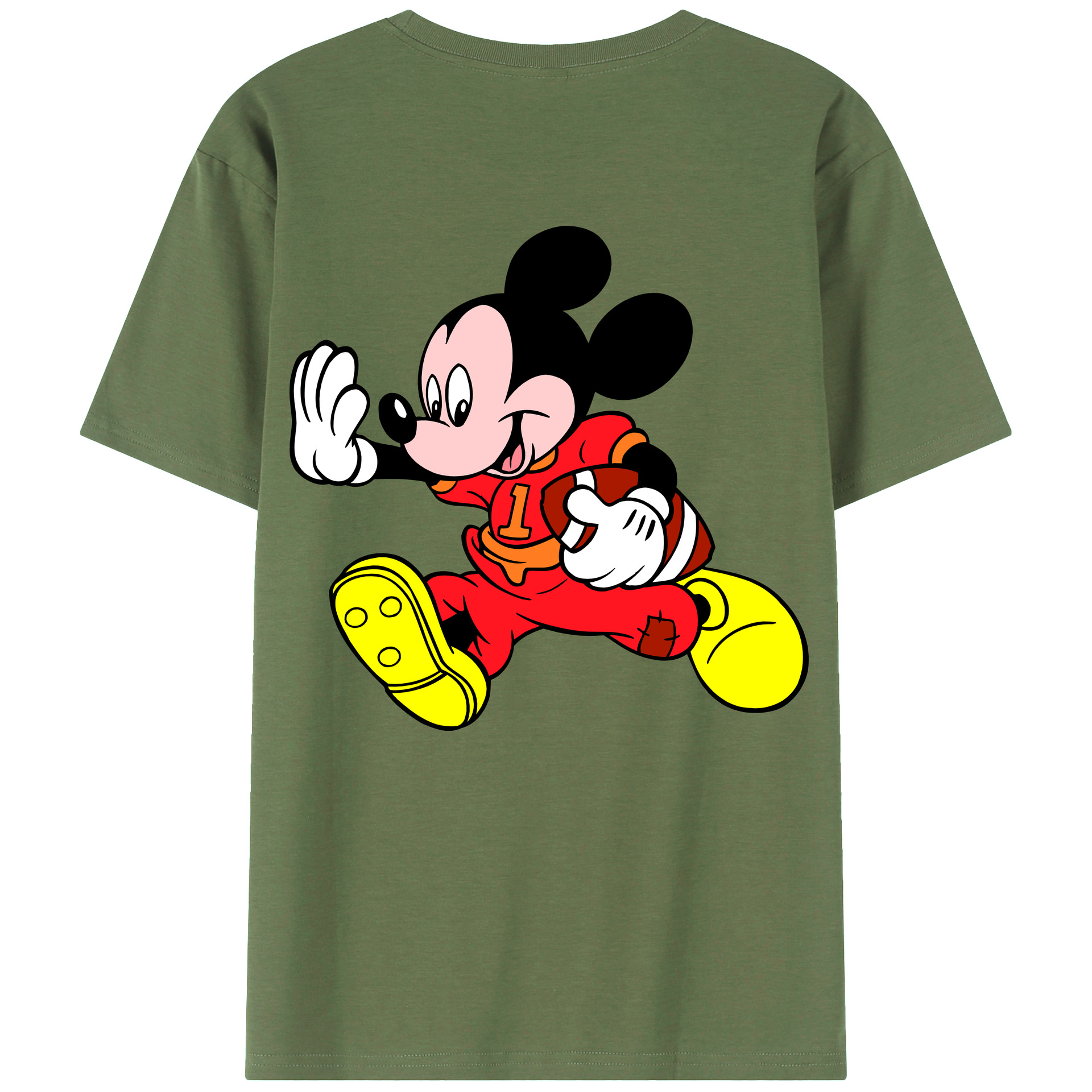 ミッキーマウス Mickey Mouse 綿100％ メンズ半袖Tシャツ（バックプリント） 通気性